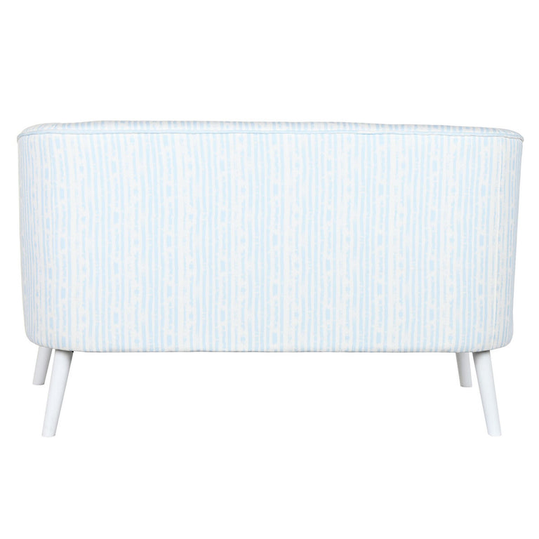 Canapé DKD Home Decor 130 x 68 x 78 cm Rayures Bleu Métal Blanc Bleu ciel méditerranéen