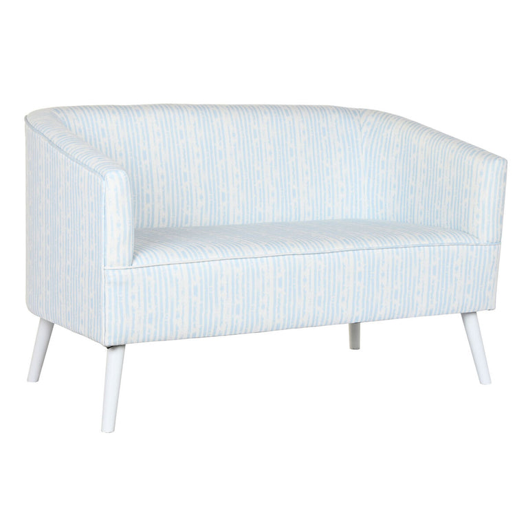Canapé DKD Home Decor 130 x 68 x 78 cm Rayures Bleu Métal Blanc Bleu ciel méditerranéen