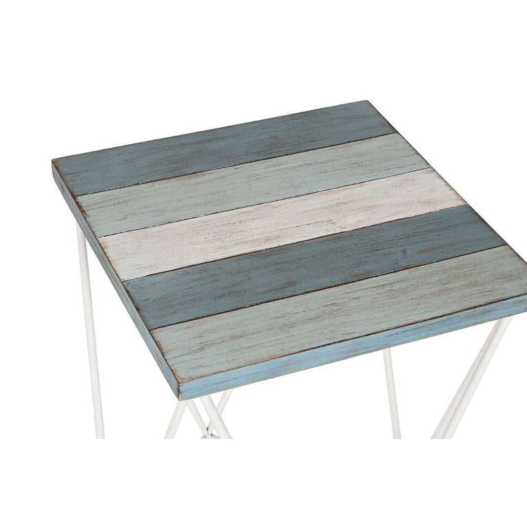Table d'appoint DKD Home Decor Naturel Métal Bois Bleu ciel 40 x 40 x 51 cm