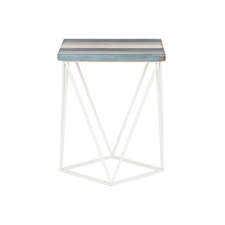 Table d'appoint DKD Home Decor Naturel Métal Bois Bleu ciel 40 x 40 x 51 cm