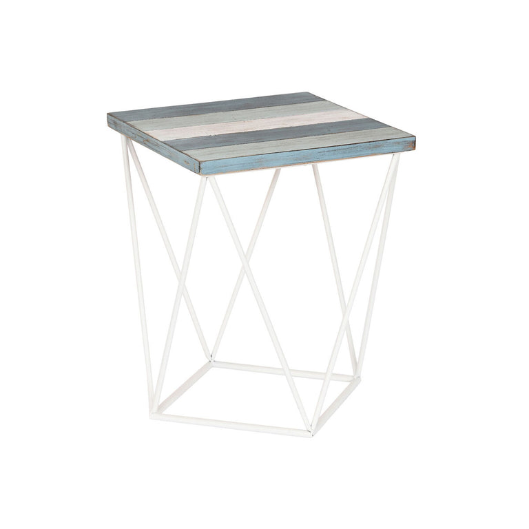 Table d'appoint DKD Home Decor Naturel Métal Bois Bleu ciel 40 x 40 x 51 cm