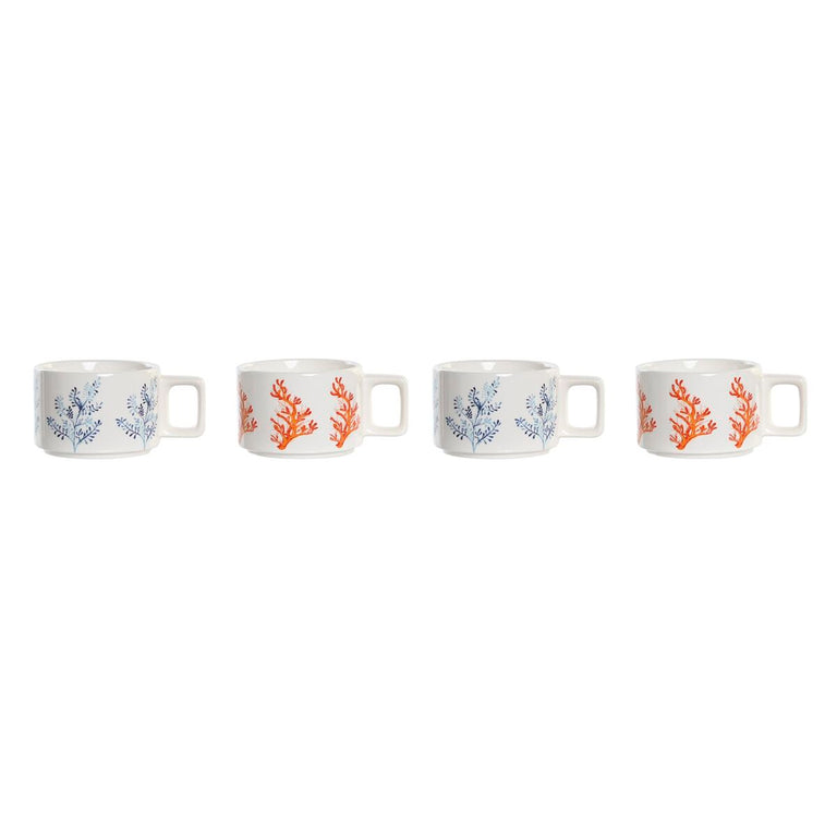 Ensemble de tasses à café DKD Home Decor Bleu Métal Fuchsia 260 ml 4 Pièces Dolomite