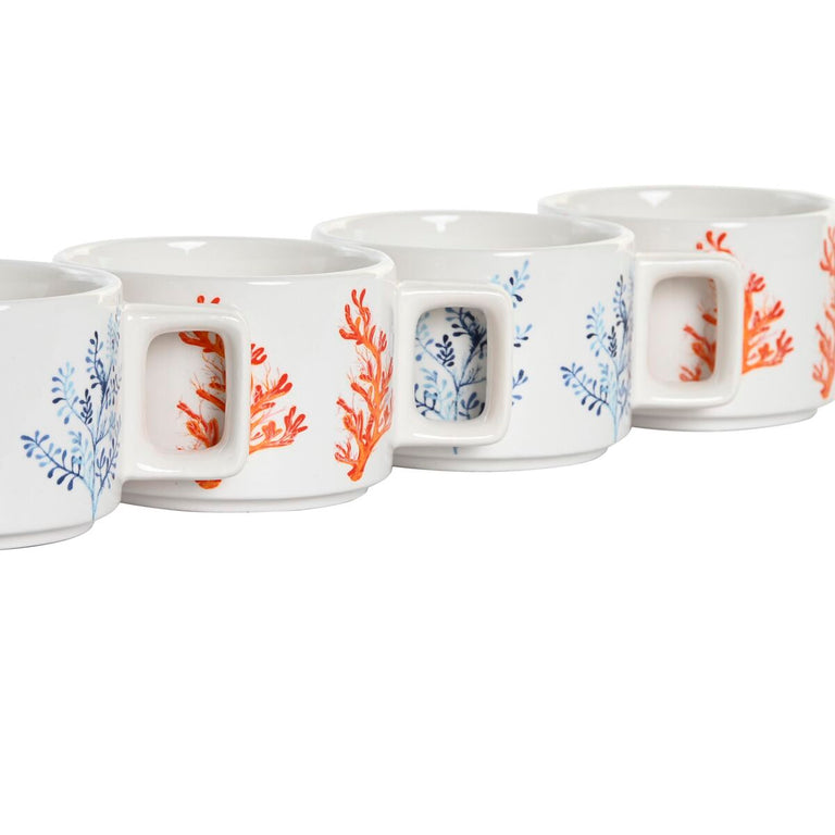 Ensemble de tasses à café DKD Home Decor Bleu Métal Fuchsia 260 ml 4 Pièces Dolomite