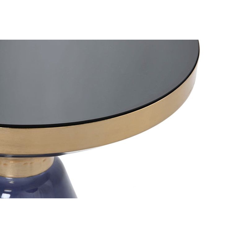 Table d'appoint DKD Home Decor 40,5 x 40,5 x 49 cm Verre Bleu Doré Fer