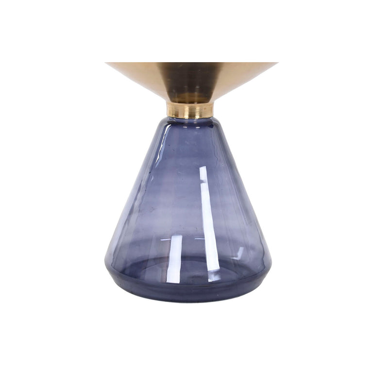 Table d'appoint DKD Home Decor 40,5 x 40,5 x 49 cm Verre Bleu Doré Fer