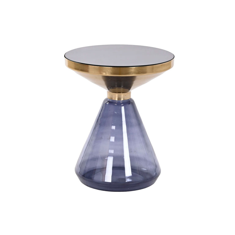 Table d'appoint DKD Home Decor 40,5 x 40,5 x 49 cm Verre Bleu Doré Fer