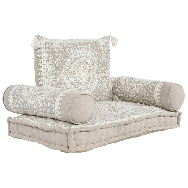 Fauteuil DKD Home Decor 90 x 56 x 15 cm Beige Blanc