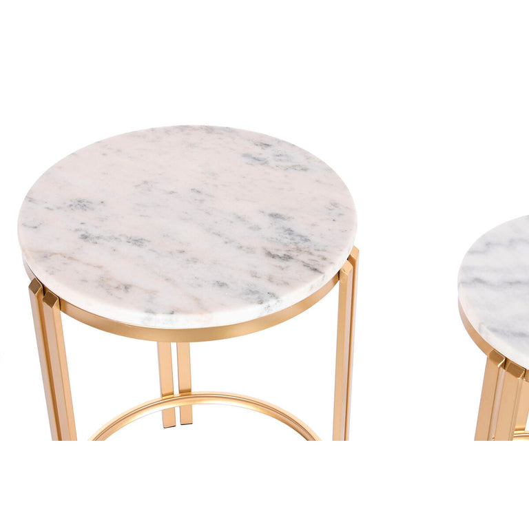 Jeu de 2 tables DKD Home Decor Doré Métal Blanc Marbre 40 x 40 x 55 cm
