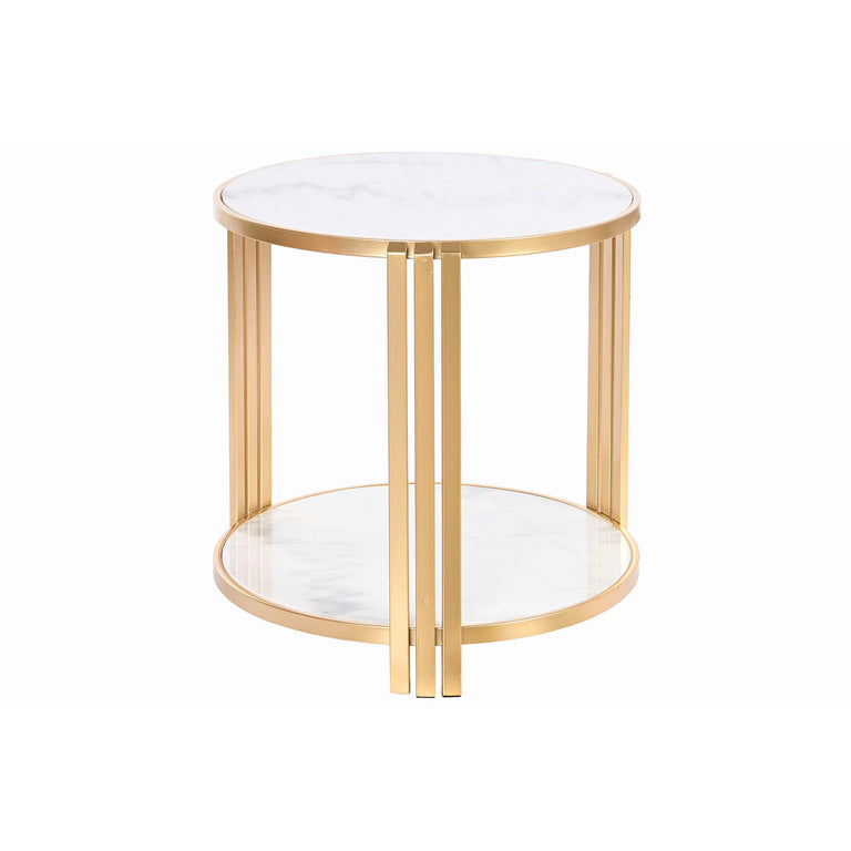 Table d'appoint DKD Home Decor 49 x 49 x 50 cm Doré Métal Blanc Marbre