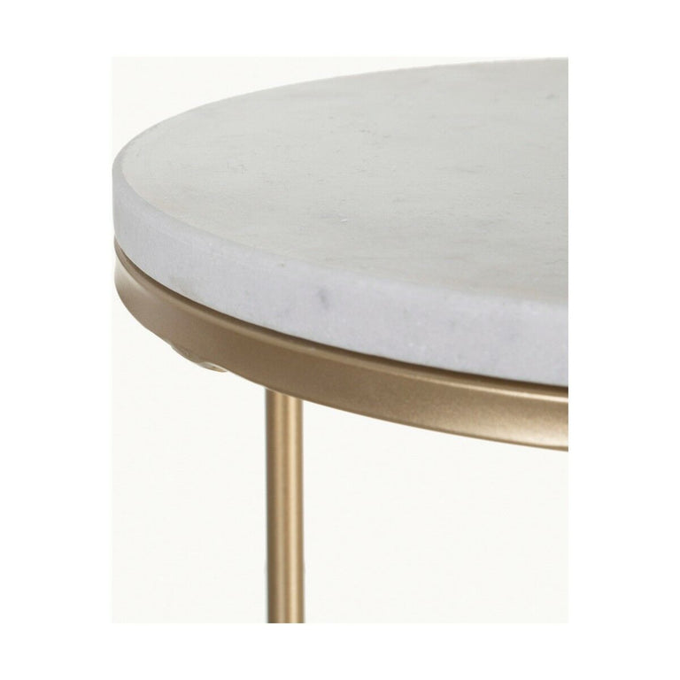 Table d'appoint 43,18 x 43,18 x 52 cm Doré Métal Blanc Marbre (2 Unités)