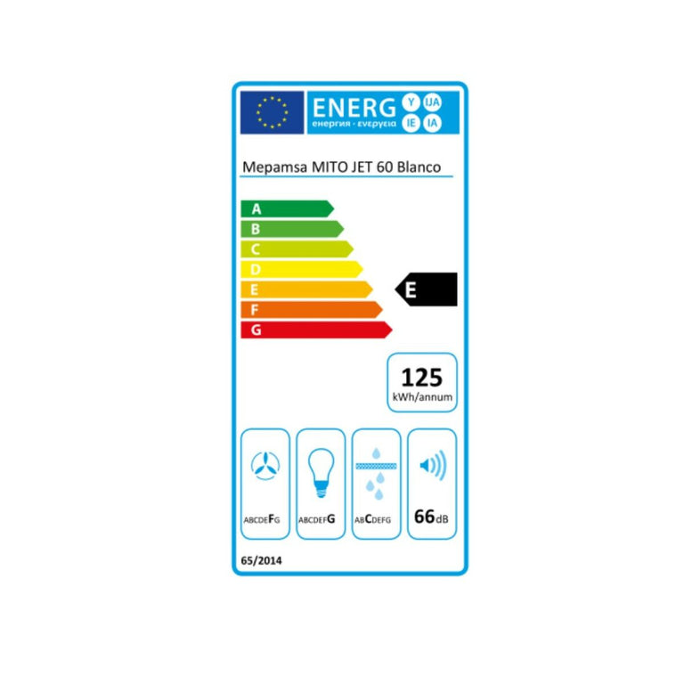 Hotte standard Mepamsa 110.0150.905 60 cm 490 m3/h 66 dB 140W Blanc A