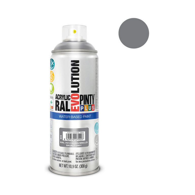 Peinture en spray Pintyplus Evolution RAL  7012 A base d'eau Basalt Grey 300 ml