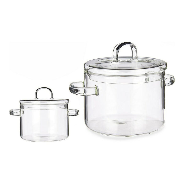 Marmite avec couvercle Transparent Verre Borosilicaté (13,5 x 13,8 x 19 cm)