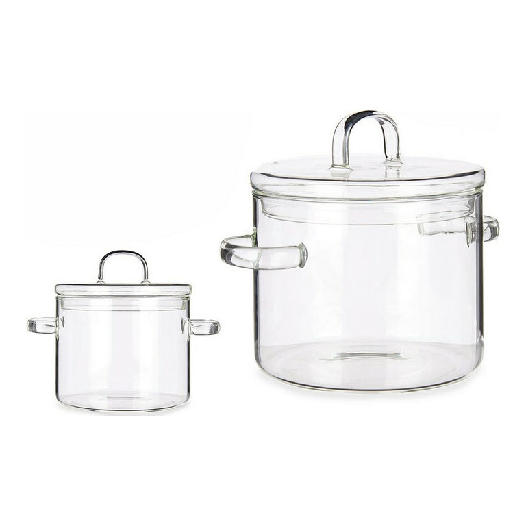 Marmite avec couvercle Verre Borosilicaté Transparent (14,5 x 15,8 x 20 cm)