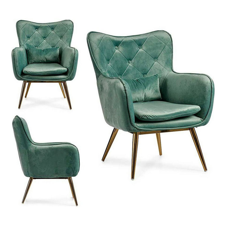 Fauteuil Velours Vert (68 x 92 x 70 cm)