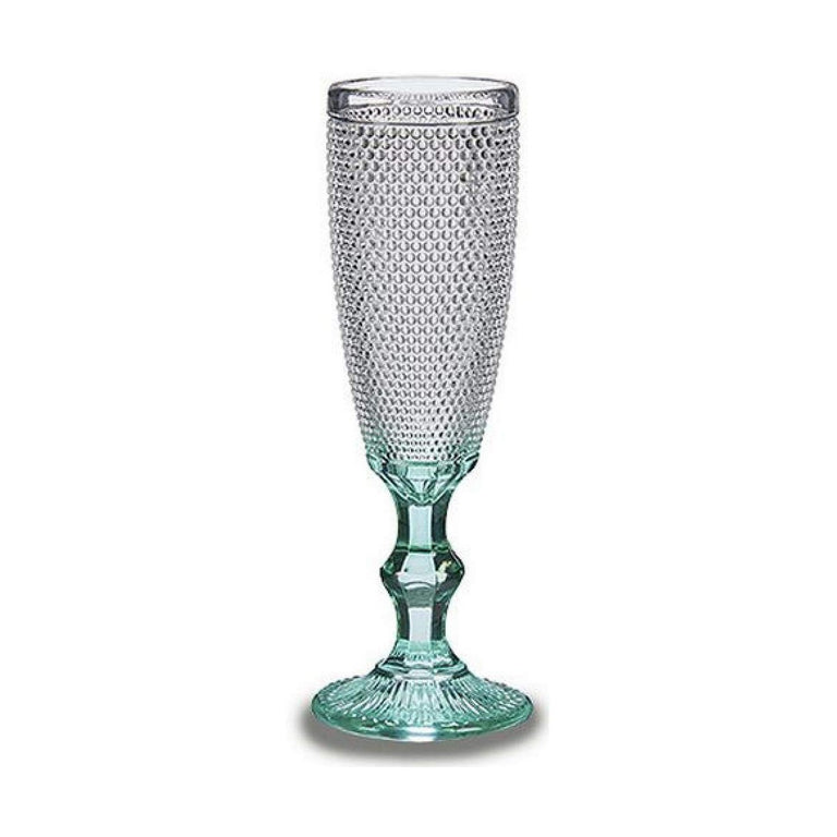 Coupe de champagne Turquoise Points Transparent verre (185 ml)