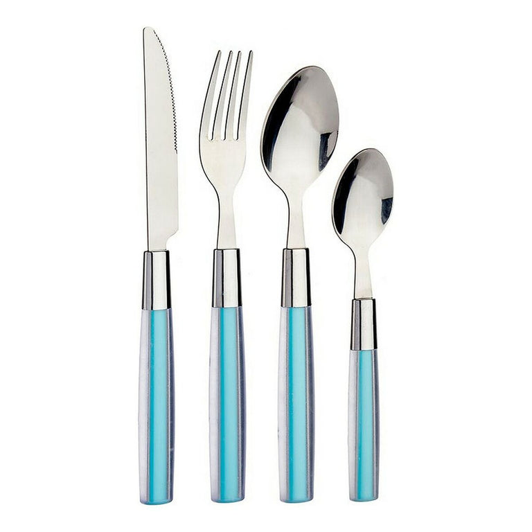 Ensemble de Couverts Argenté Bleu Acier inoxydable 16 Pièces