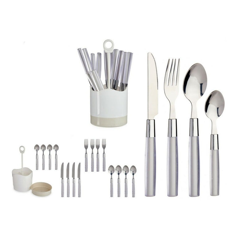 Ensemble de Couverts 16 Pièces Argenté Gris Acier inoxydable