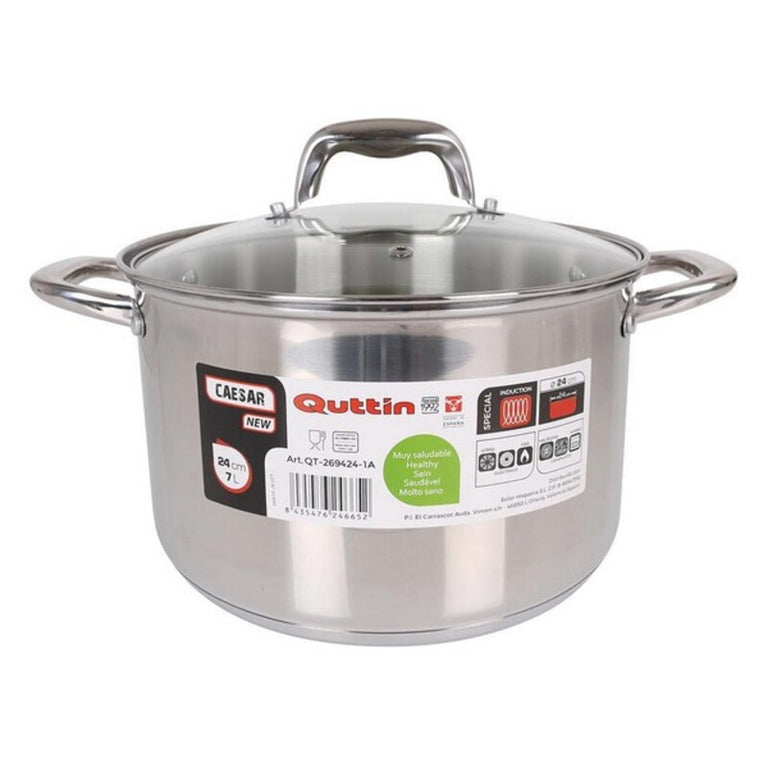 Casserole avec couvercle en verre Quttin Acier