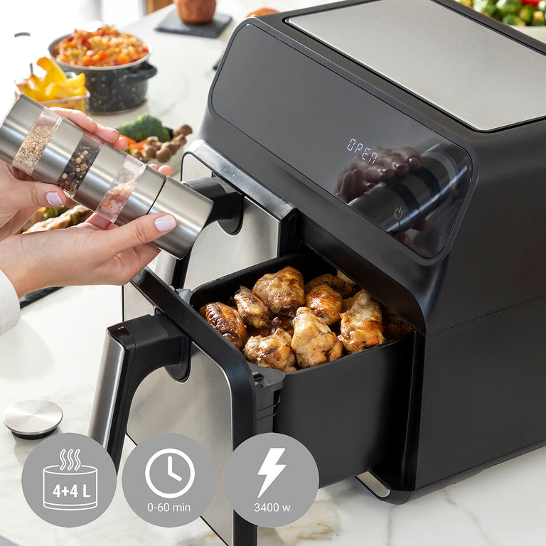 Friteuse sans Huile InnovaGoods Noir Acier inoxydable 3400 W 8 L (Reconditionné B)