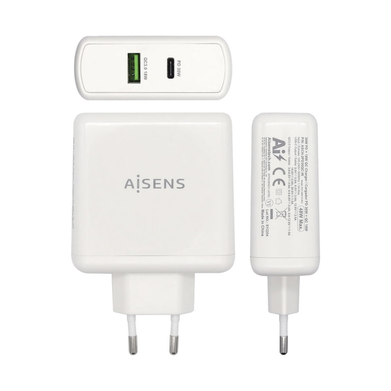 Chargeur Voiture Mur Aisens PD 3.0 48 W USB-C Blanc