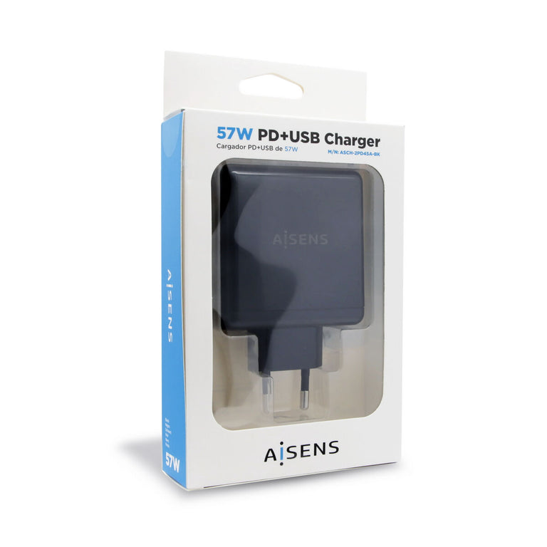 Chargeur Voiture Mur Aisens PD 3.0 USB-C 57 W Noir