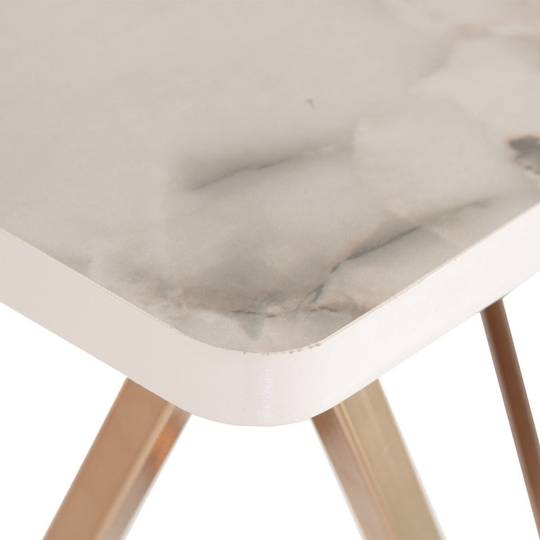 Table d'appoint 56 x 56 x 56 cm Doré Métal Bois Blanc