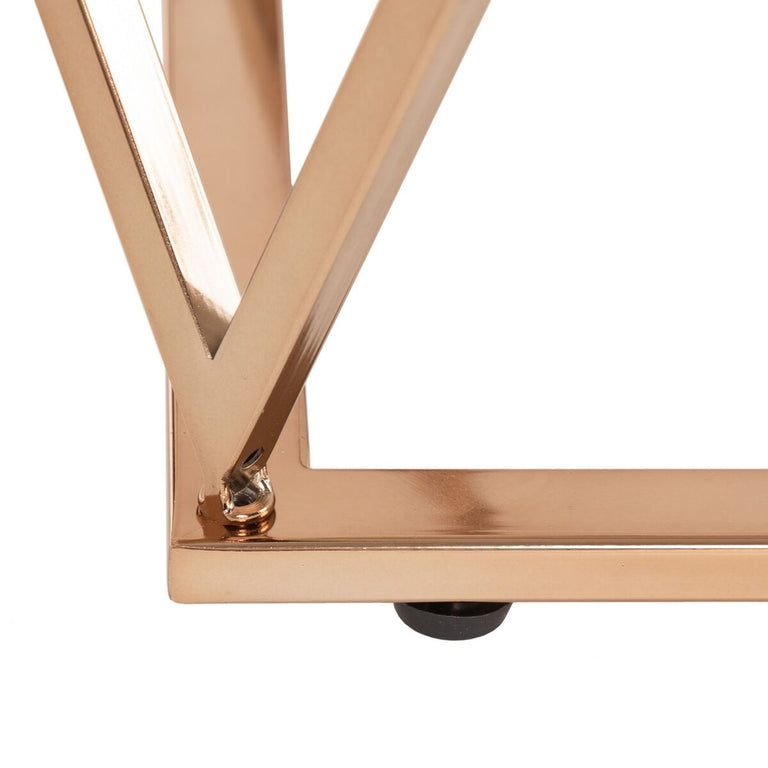 Table d'appoint 56 x 56 x 56 cm Doré Métal Bois Blanc