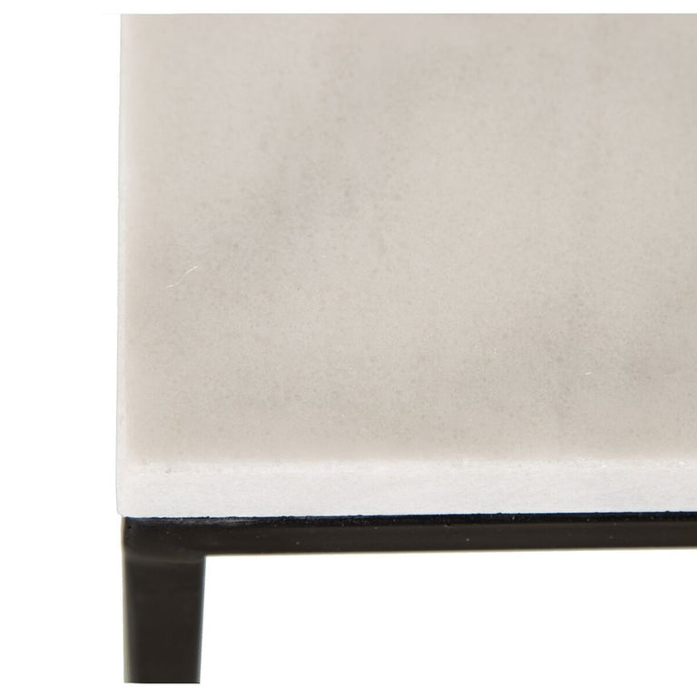 Table d'appoint Noir Métal Blanc Marbre 50 x 50 x 55 cm