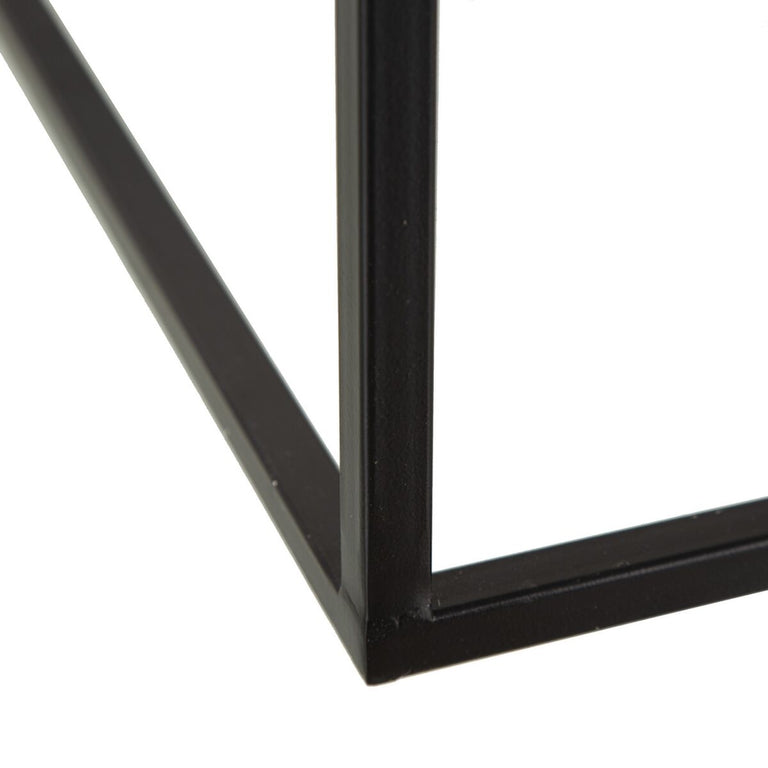 Table d'appoint Noir Métal Blanc Marbre 50 x 50 x 55 cm