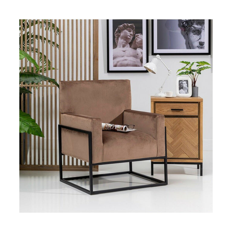 Fauteuil 74 x 67 x 87,5 cm Tissu Synthétique Métal Taupe