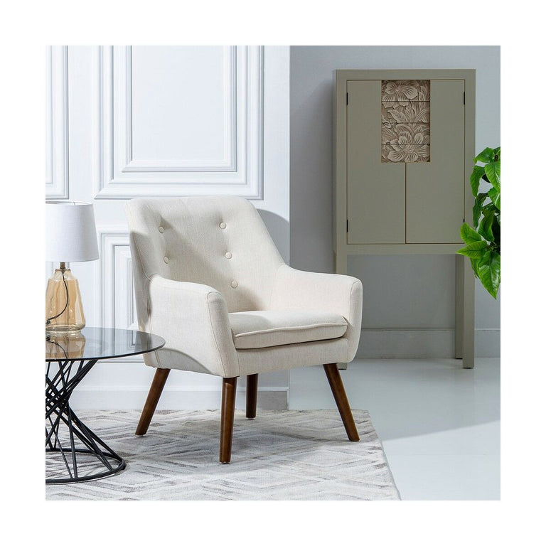 Fauteuil 67 x 67 x 81,5 cm Tissu Synthétique Bois Crème