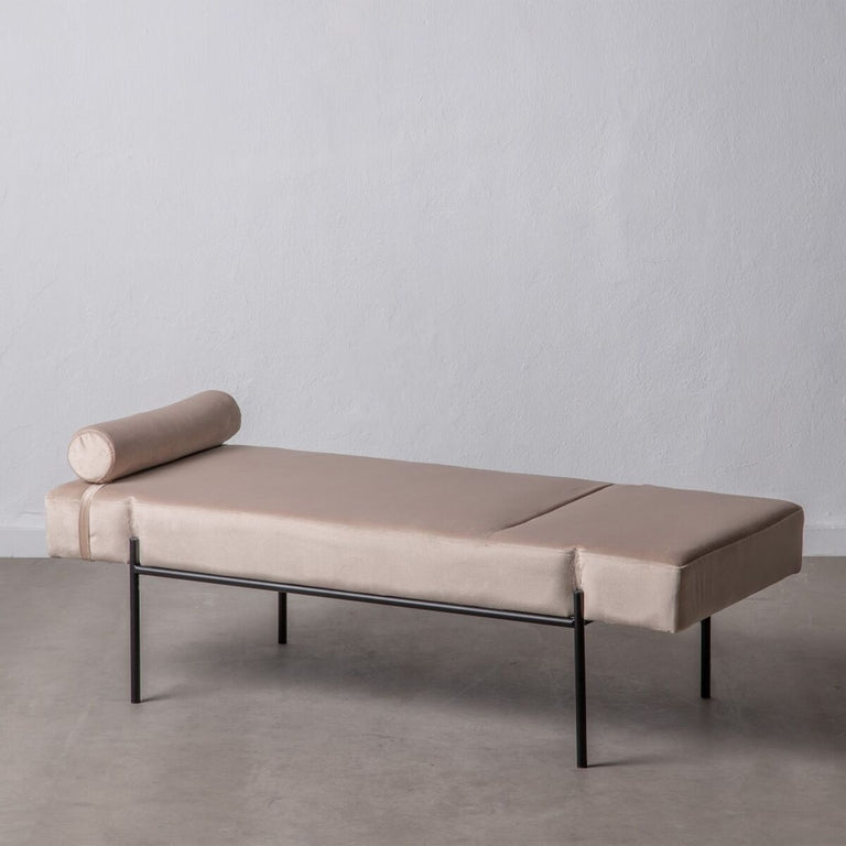 Canapé chaise longue 140 x 59 x 42 cm Beige Métal Bois