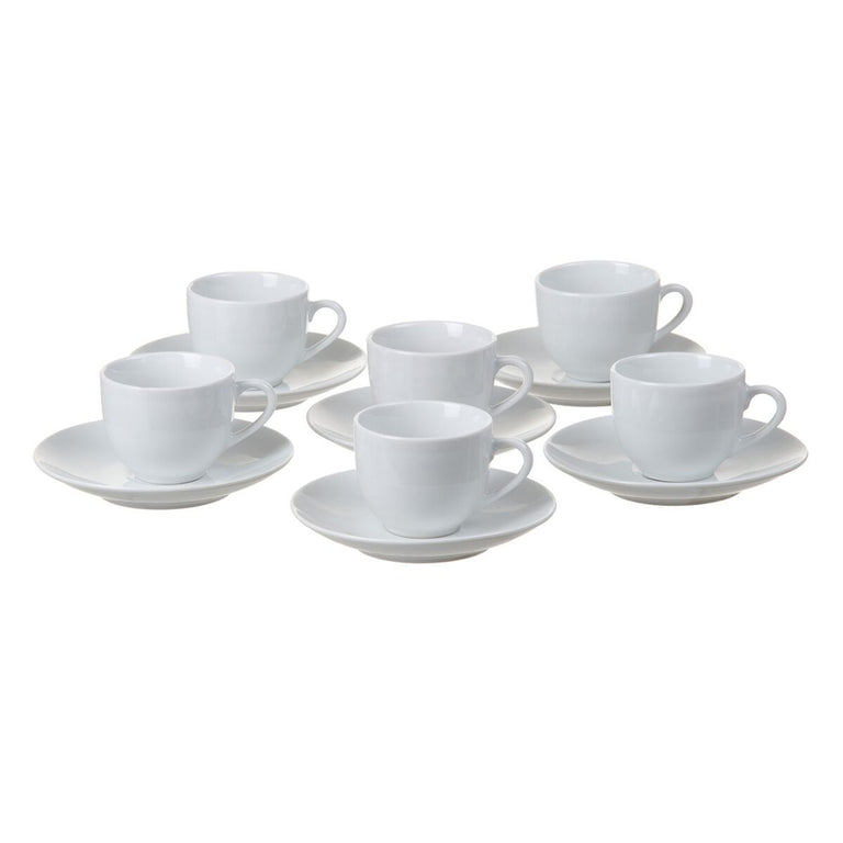 Lot de tasses avec soucoupes 6,2 x 6,2 x 5 cm Porcelaine 6 Pièces