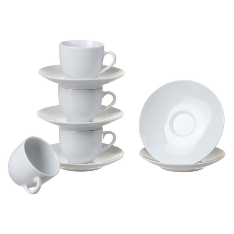 Lot de tasses avec soucoupes 6,2 x 6,2 x 5 cm Porcelaine 6 Pièces