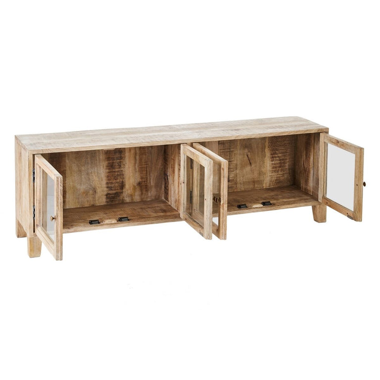 Meubles de télévision 160 x 35,5 x 52,5 cm Blanc Bois de manguier