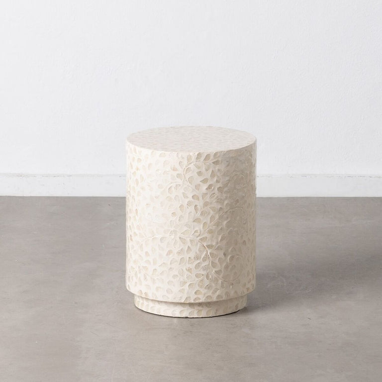Table d'appoint Beige Nacre noire 35 x 35 x 47 cm Bois MDF