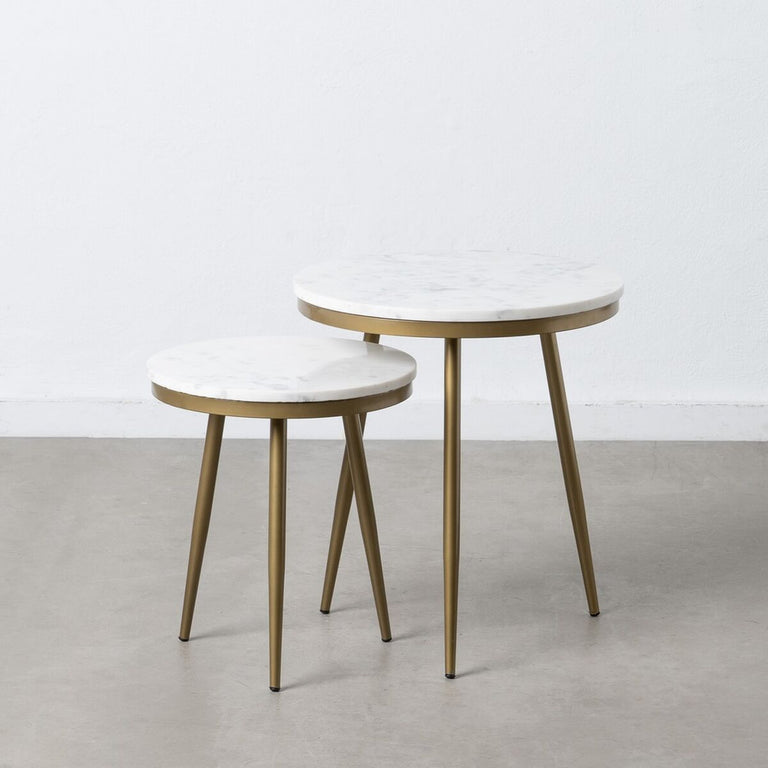 Table d'appoint 50 x 50 x 56 cm Doré Blanc