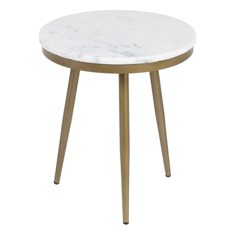 Table d'appoint 50 x 50 x 56 cm Doré Blanc