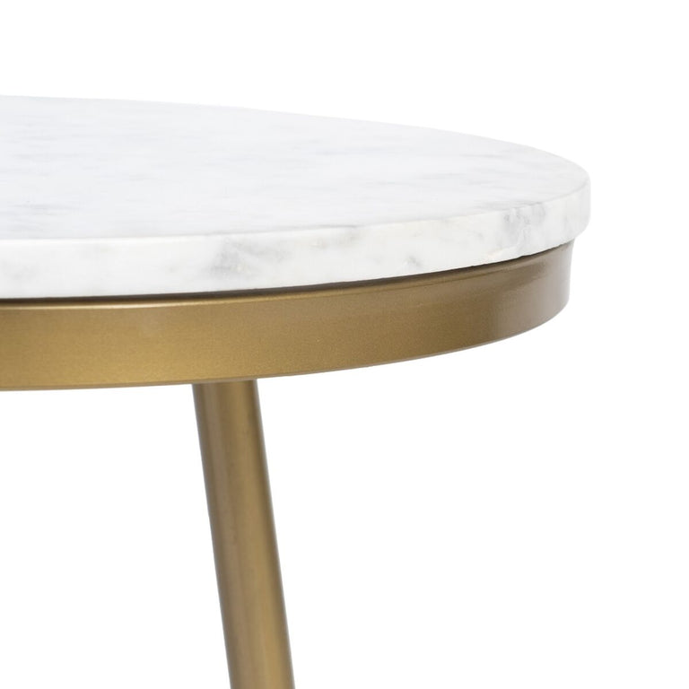 Table d'appoint 50 x 50 x 56 cm Doré Blanc