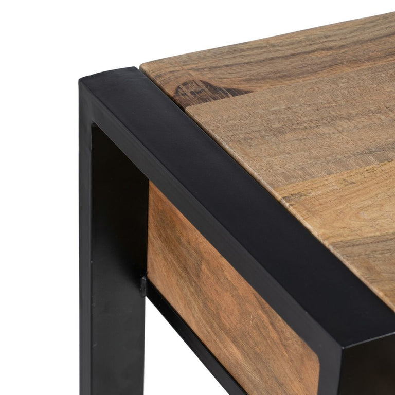 Meuble d'Entrée MANGO Naturel Noir Bois Fer 100 x 40 x 90 cm
