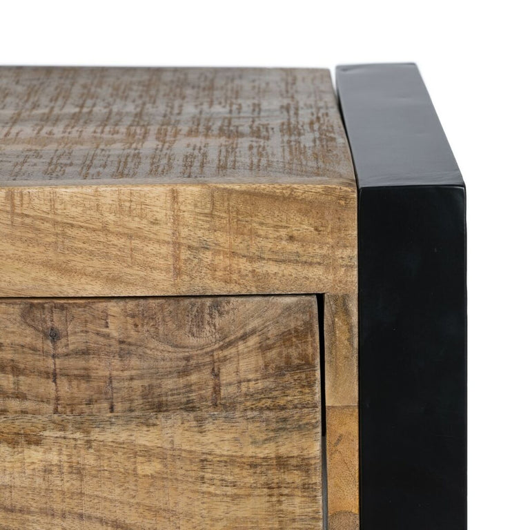 Meuble d'Entrée MANGO Naturel Noir Bois Fer 100 x 40 x 90 cm