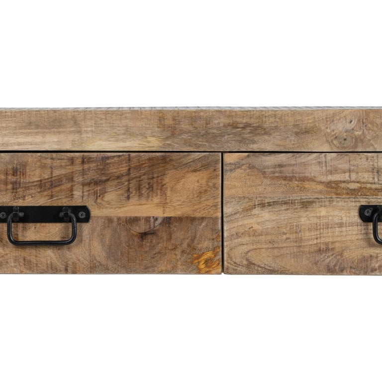 Meuble d'Entrée MANGO Naturel Noir Bois Fer 100 x 40 x 90 cm