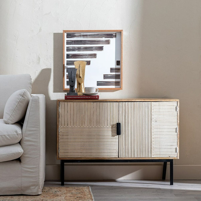 Meuble d'Entrée 102 x 35,5 x 73 cm Naturel Métal Bois Blanc