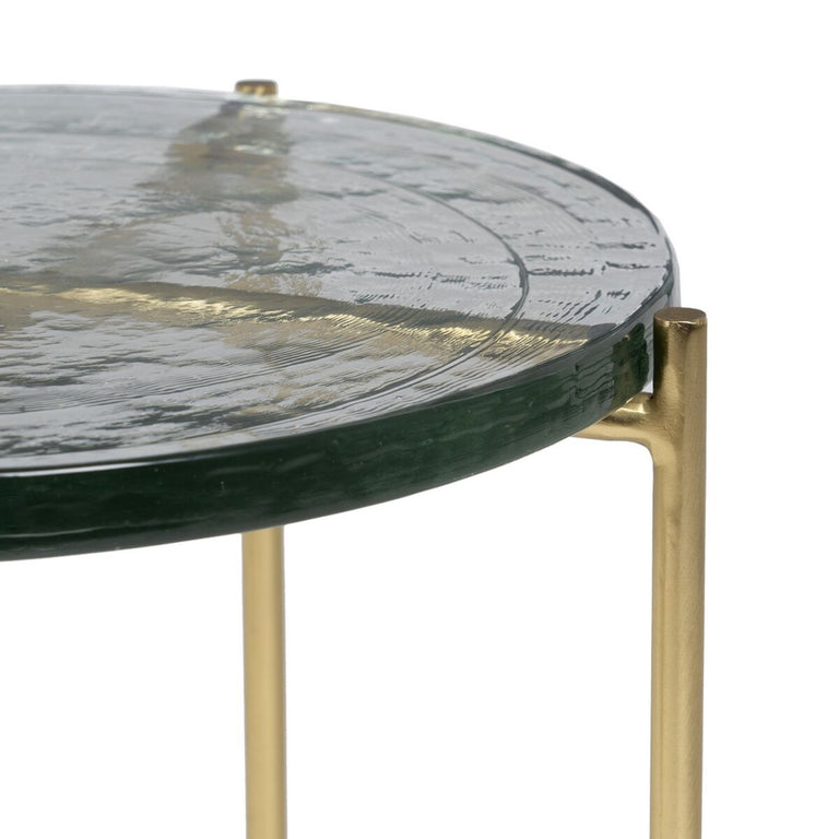Table d'appoint 35 x 35 x 46 cm Verre Doré Métal