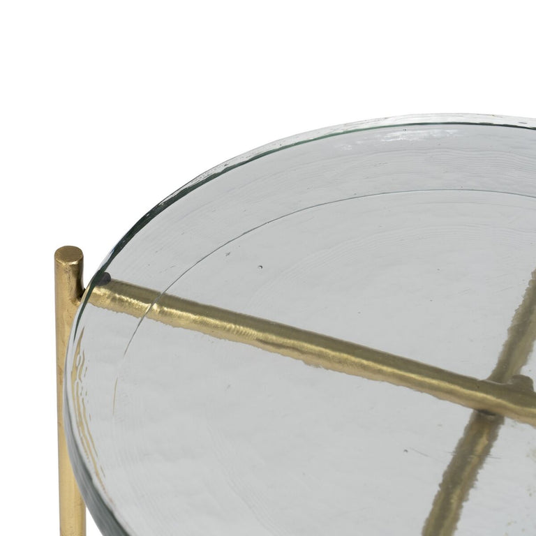 Table d'appoint 35 x 35 x 46 cm Verre Doré Métal