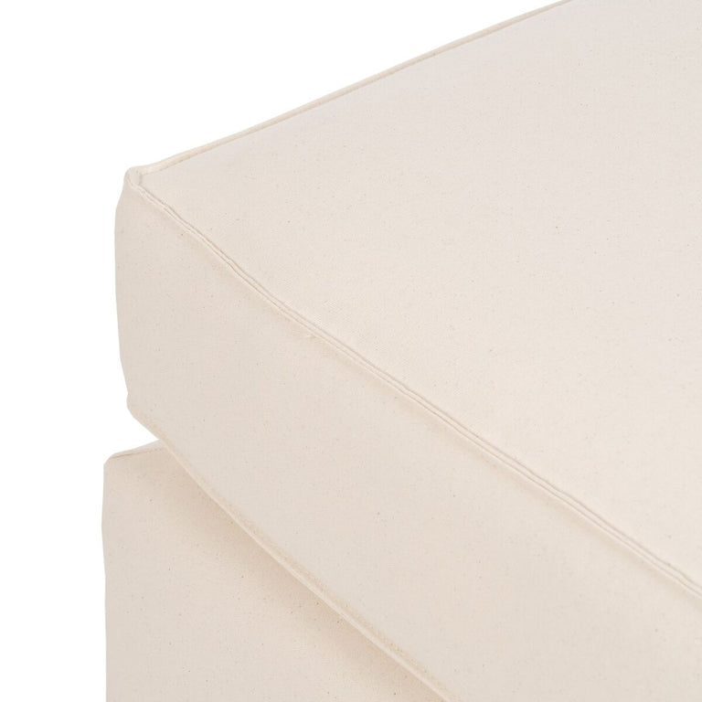 Pouf 100 x 80 x 44 cm Tissu Synthétique Crème