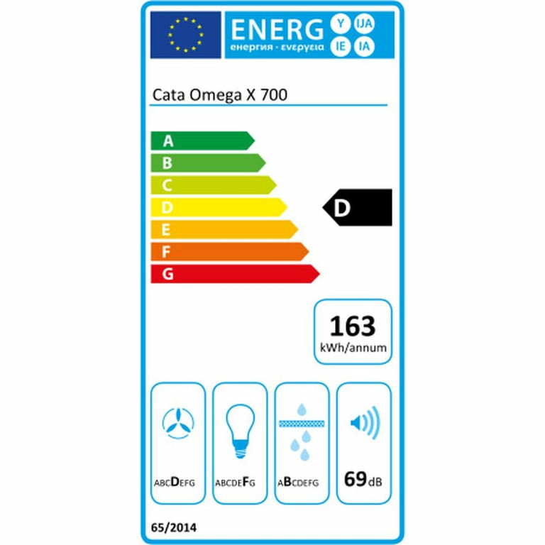 Hotte standard Cata OMEGA 700 70 cm 645 m3/h 57 dB 270W Acier inoxydable