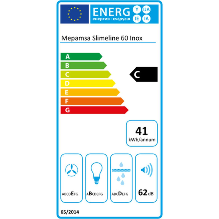 Hotte standard Mepamsa Slimline 60X 60 cm 290 m³/h 65W C Acier inoxydable
