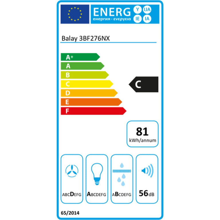 Hotte standard Balay 3BF276NX 75 cm 610 m³/h C Acier inoxydable